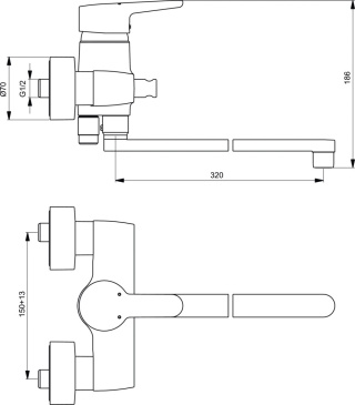 IDEALSTANDARD CONNECT BLUE bateria wannowa ścienna-B9923