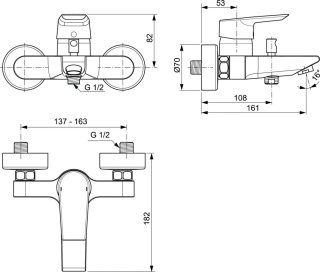 IDEALSTANDARD TESI bateria wannowa ścienna-A6583