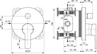 IDEALSTANDARD GIO bateria wannowa podtynkowa-A6276