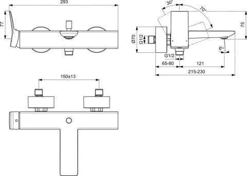 IDEALSTANDARD CHECK bateria wannowa ścienna-BC762