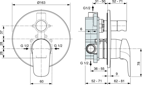 IDEALSTANDARD CERAFLEX bateria wannowa podtynkowa-A6758