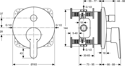 IDEALSTANDARD CONNECT BLUE bateria wannowa podtynkowa-A5802