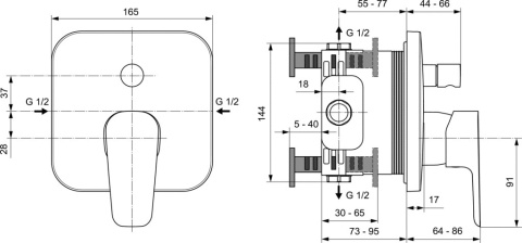 IDEALSTANDARD CERAPLAN III bateria wannowa podtynkowa-A6115