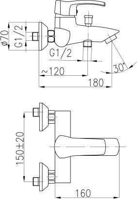 KFA KWARC bateria jednouchwytowa wannowa-4204-010-00