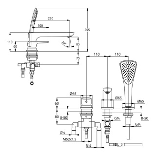 KLUDI AMEO bateria wannowo-natryskowa DN 15-414470575