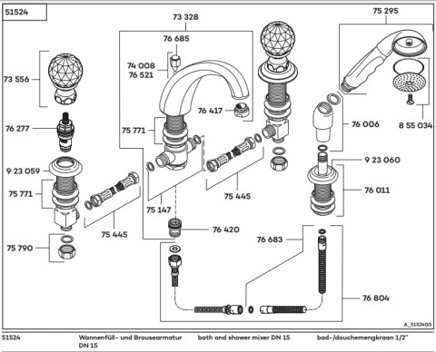 KLUDI ADLON bateria wannowo-natryskowa DN 15-5152445G4