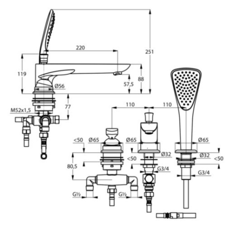 KLUDI BALANCE bateria wannowo-natryskowa-524478775