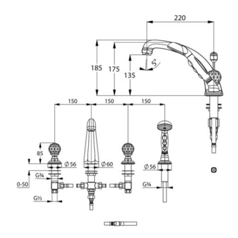 KLUDI ADLON bateria wannowo-natryskowa DN 15-5152405G5