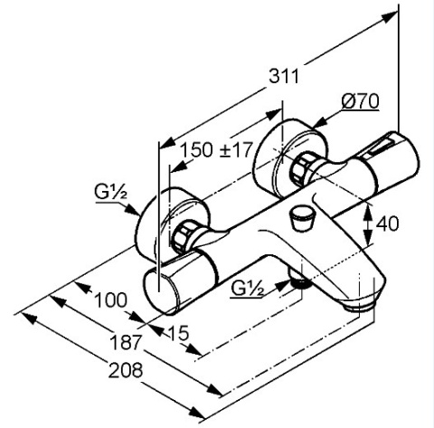 KLUDI ZENTA bateria wannowo-natryskowa DN 15-351010538