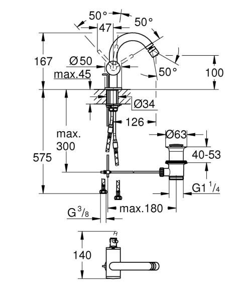 GROHE Atrio bateria bidetowa, DN 15 Rozmiar M-32108DC3 GROHE Atrio bateria bidetowa, DN 15 Rozmiar M-32108DC3