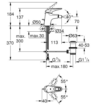 GROHE Eurostyle bateria bidetowa, DN 15 Rozmiar S-33565LS3