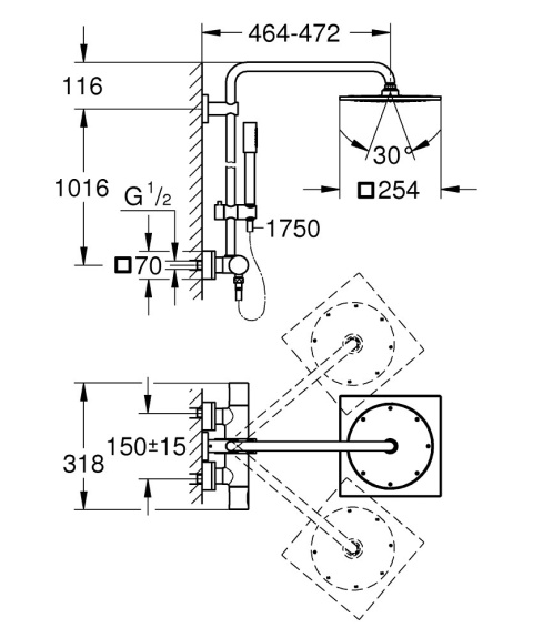 GROHE Rainshower F-Series System 254 system prysznicowy-27469000