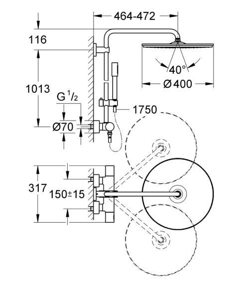 GROHE Rainshower System 400 system prysznicowy-27174001