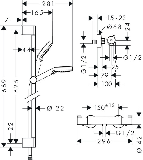 HANSGROHE Crometta Zestaw prysznicowy Vario-27812400