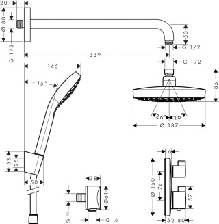 HANSGROHE Croma Select S Zestaw prysznicowy-27295000