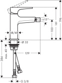 HANSGROHE Metropol Jednouchwytowa bateria bidetowa-74520000