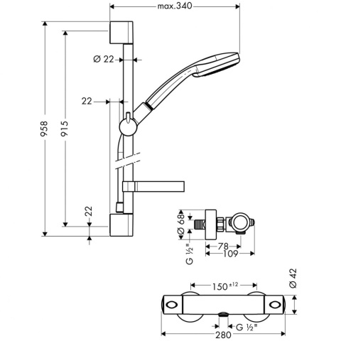 HANSGROHE Croma 100 Zestaw prysznicowy Multi -27085000