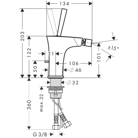 HANSGROHE PuraVida Jednouchwytowa bateria bidetowa-15270000