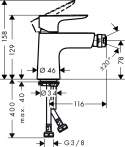 HANSGROHE Talis E Jednouchwytowa bateria bidetowa-71721000