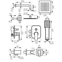 FERRO Algeo Square Set Kompletny zestaw podtynkowy-BAQ7P-SET1-S