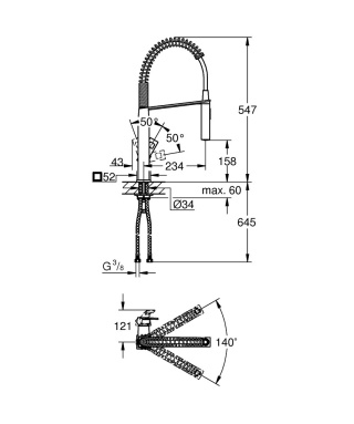 GROHE Eurocube Jednouchwytowa bateria zlewozmywakowa-31395000