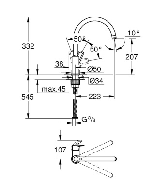 GROHE Concetto Jednouchwytowa bateria zlewozmywakowa-31214001