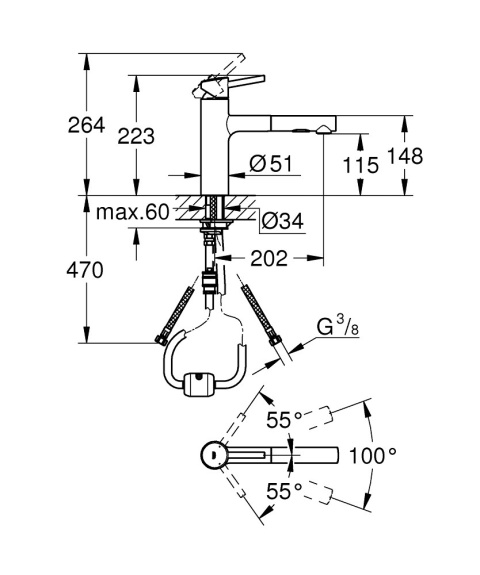 GROHE Concetto Jednouchwytowa bateria zlewozmywakowa-30273DC1