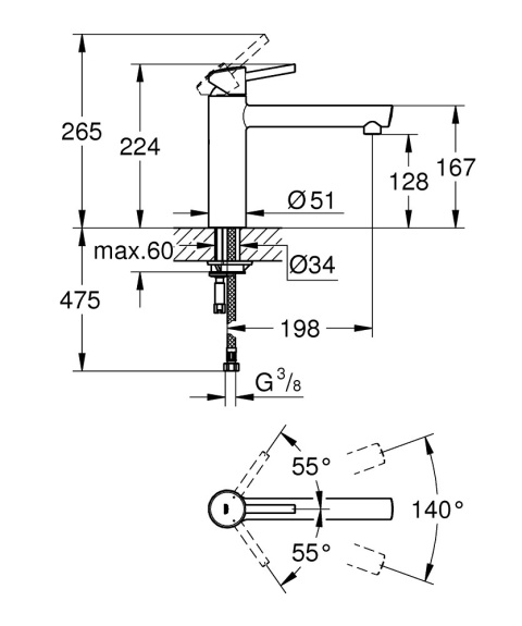 GROHE Concetto Jednouchwytowa bateria zlewozmywakowa-31128DC1