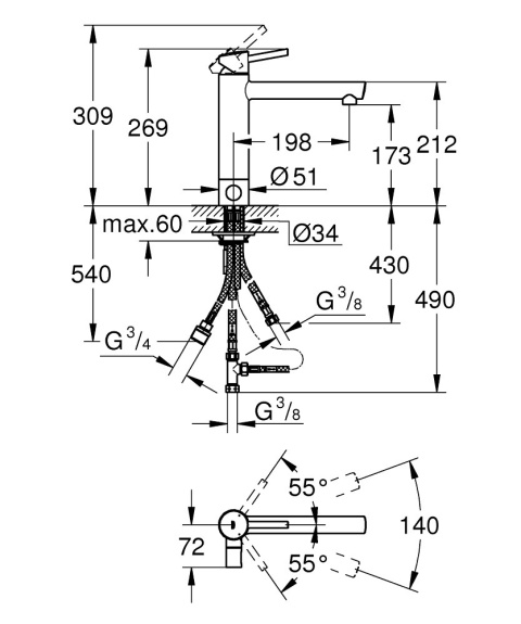 GROHE Concetto Jednouchwytowa bateria zlewozmywakowa-31209001