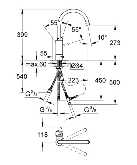 GROHE Concetto Jednouchwytowa bateria zlewozmywakowa-32666001