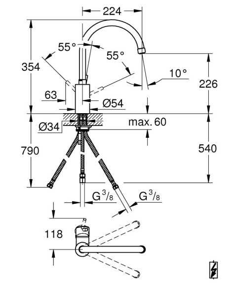 GROHE Concetto Jednouchwytowa bateria zlewozmywakowa-31132001