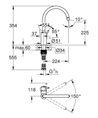 GROHE Concetto Jednouchwytowa bateria zlewozmywakowa-32661DC3