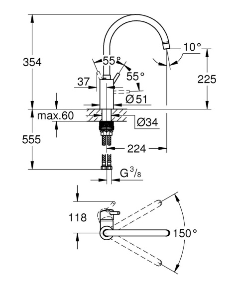 GROHE Concetto Jednouchwytowa bateria zlewozmywakowa-32661DC3