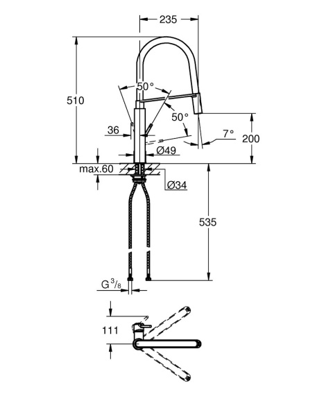 GROHE Concetto Jednouchwytowa bateria zlewozmywakowa-31491000