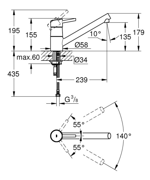 GROHE Concetto Jednouchwytowa bateria zlewozmywakowa-32659001