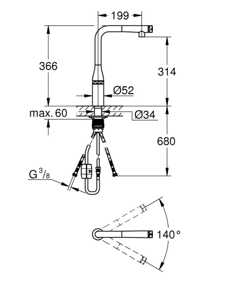 GROHE ESSENCE SmartControl Bateria zlewozmywakowa-31615BE0