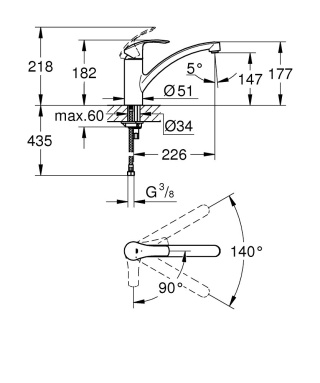 GROHE Eurosmart Jednouchwytowa bateria zlewozmywakowa-30260002