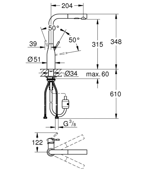 GROHE Essence Jednouchwytowa bateria zlewozmywakowa-30270A00