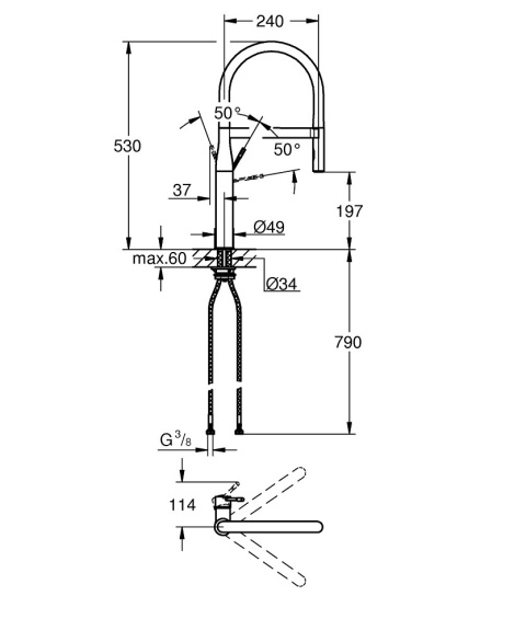 GROHE Essence Jednouchwytowa bateria zlewozmywakowa-30294000