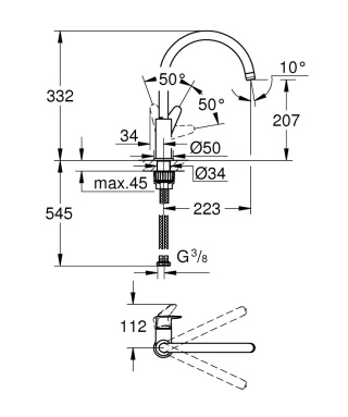 GROHE BAUCURVE Jednouchwytowa bateria zlewozmywakowa-31536001