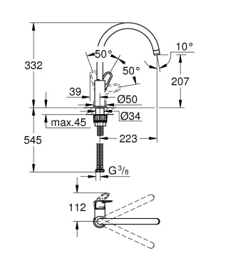 GROHE BauFlow Jednouchwytowa bateria zlewozmywakowa-31538001