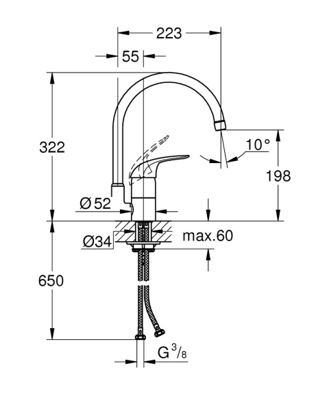 GROHE EUROECO Jednouchwytowa bateria zlewozmywakowa-32752000