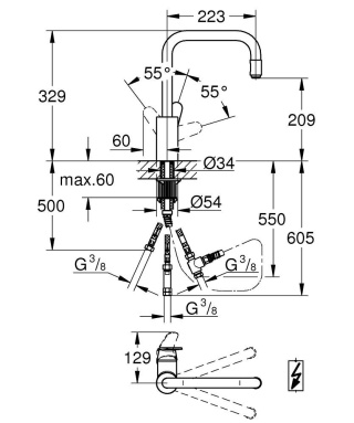 GROHE Eurodisc Cosmopolitan bateria zlewozmywakowa-32546002