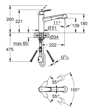 GROHE Eurodisc Cosmopolitan bateria zlewozmywakowa-32257002