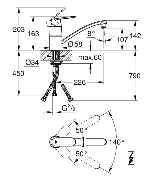 GROHE Eurosmart Cosmopolitan Jednouchwytowa bateria zlewozmywakowa-31179000