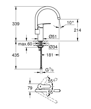 GROHE Eurosmart Cosmopolitan Jednouchwytowa bateria zlewozmywakowa-30221002