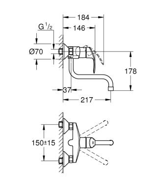 GROHE Eurosmart Jednouchwytowa bateria zlewozmywakowa-31391002