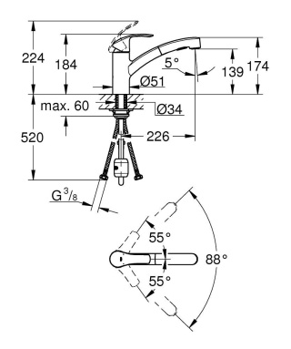 GROHE Eurosmart Jednouchwytowa bateria zlewozmywakowa-30305DC0