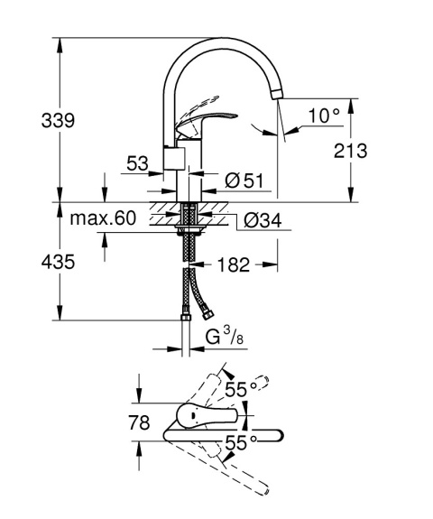 GROHE Eurosmart Jednouchwytowa bateria zlewozmywakowa-33202DC2