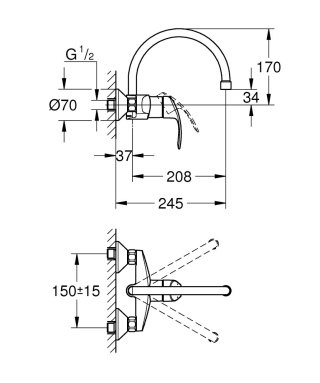 GROHE Eurosmart Jednouchwytowa bateria zlewozmywakowa-32482002